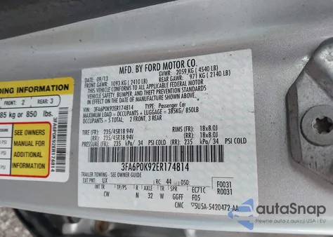 2014 Ford Fusion Titanium z USA, uszkodzony, nr VIN 3FA6P0K92ER174814